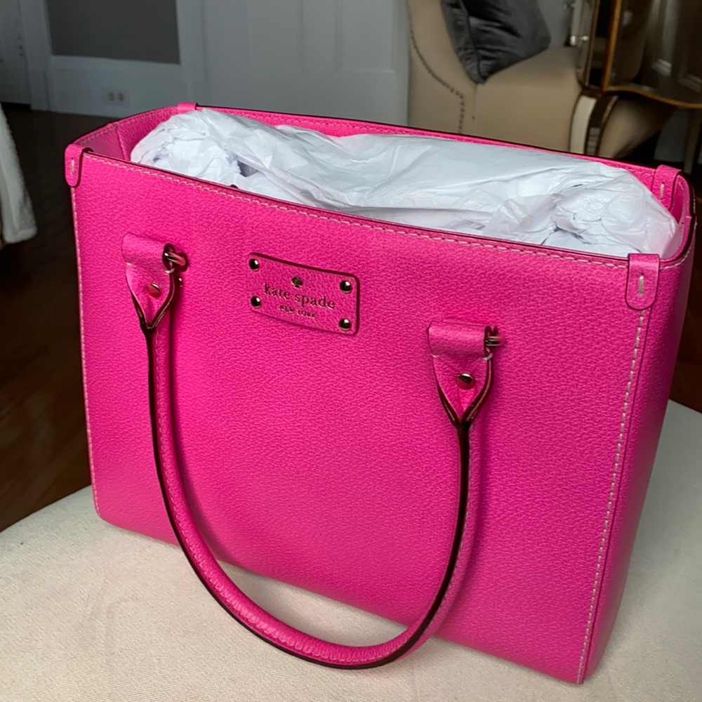 Pink leather tote
